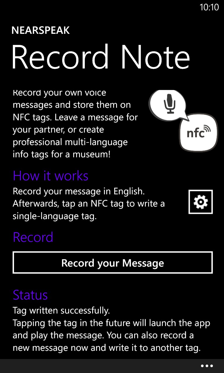 Screenshot, NFC Writer