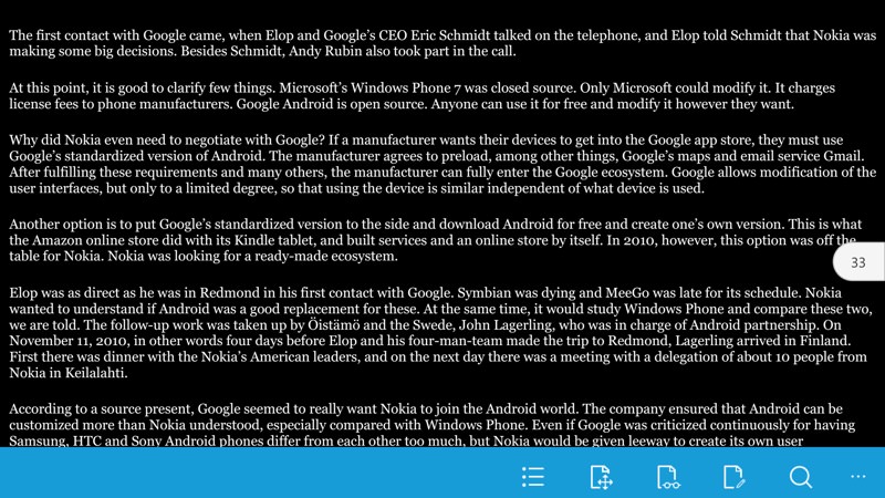 Screenshot, PDF reading on Windows 10 Mobile