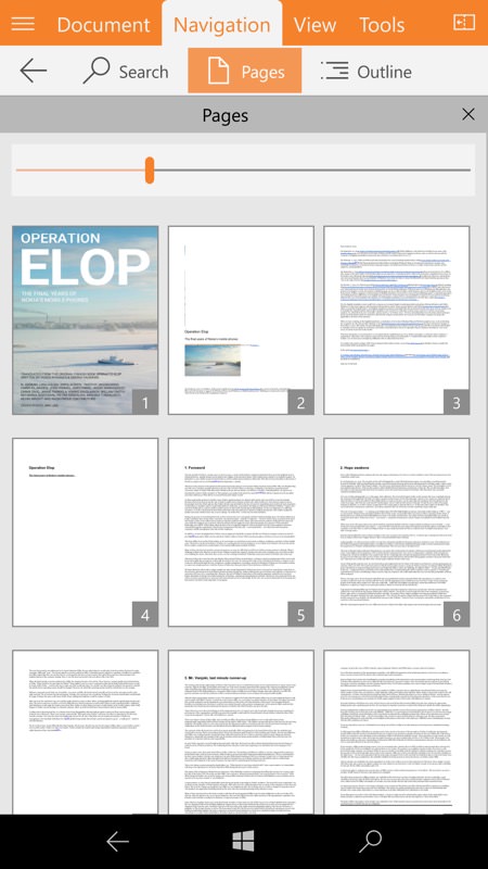 Screenshot, PDF reading on Windows 10 Mobile