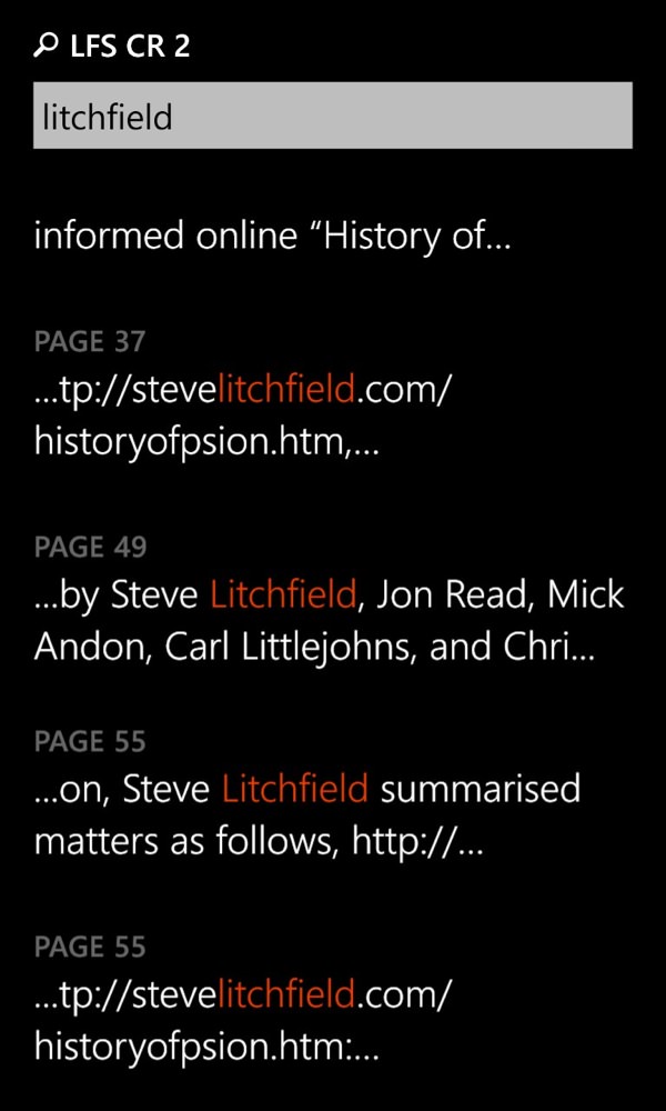 Screenshot, PDF reader round-up, Windows Phone