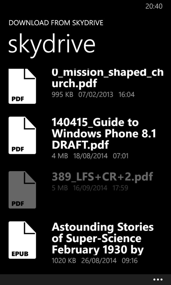 Screenshot, PDF reader round-up, Windows Phone