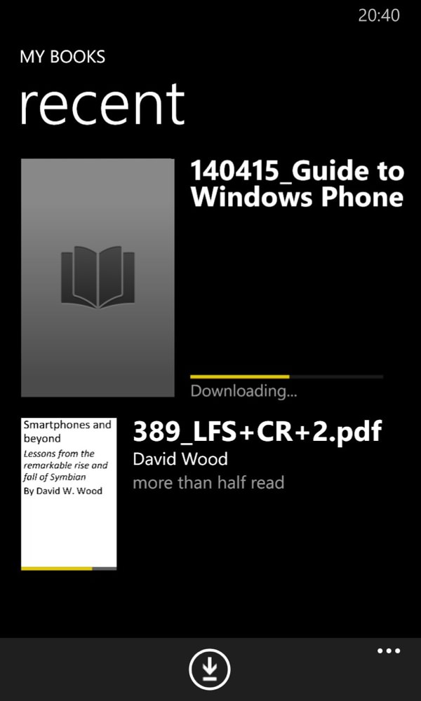 Screenshot, PDF reader round-up, Windows Phone