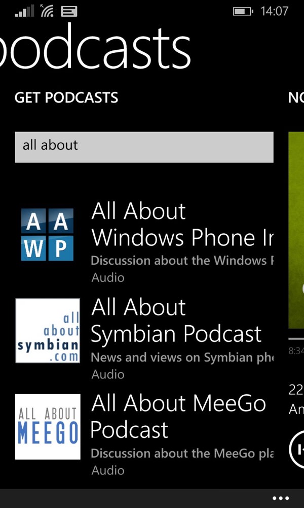 Screenshot, Podcasts