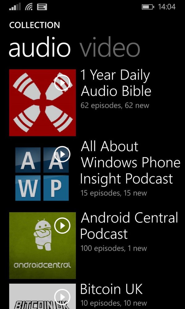 Screenshot, Podcasts