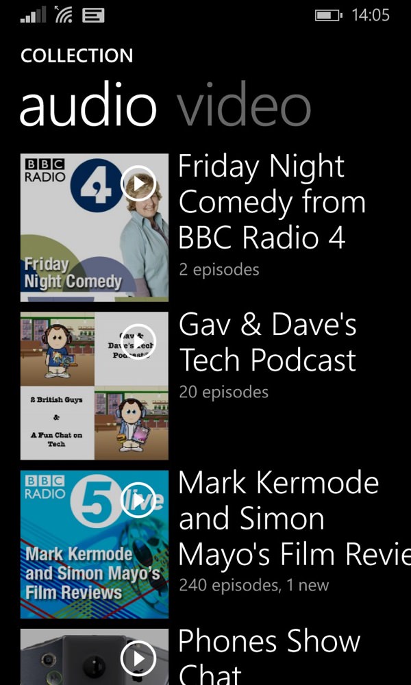 Screenshot, Podcasts