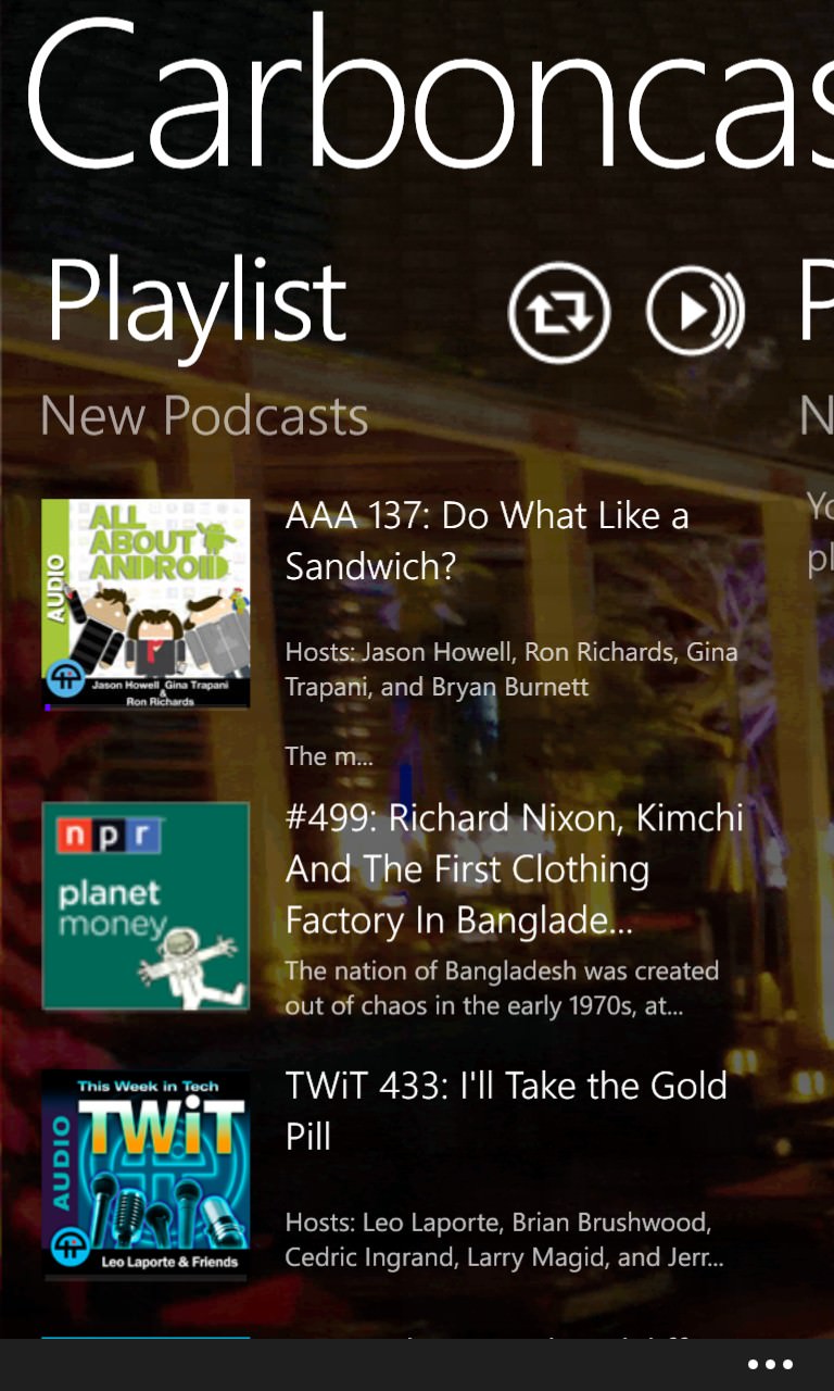 Screenshot, Podcatcher round-up