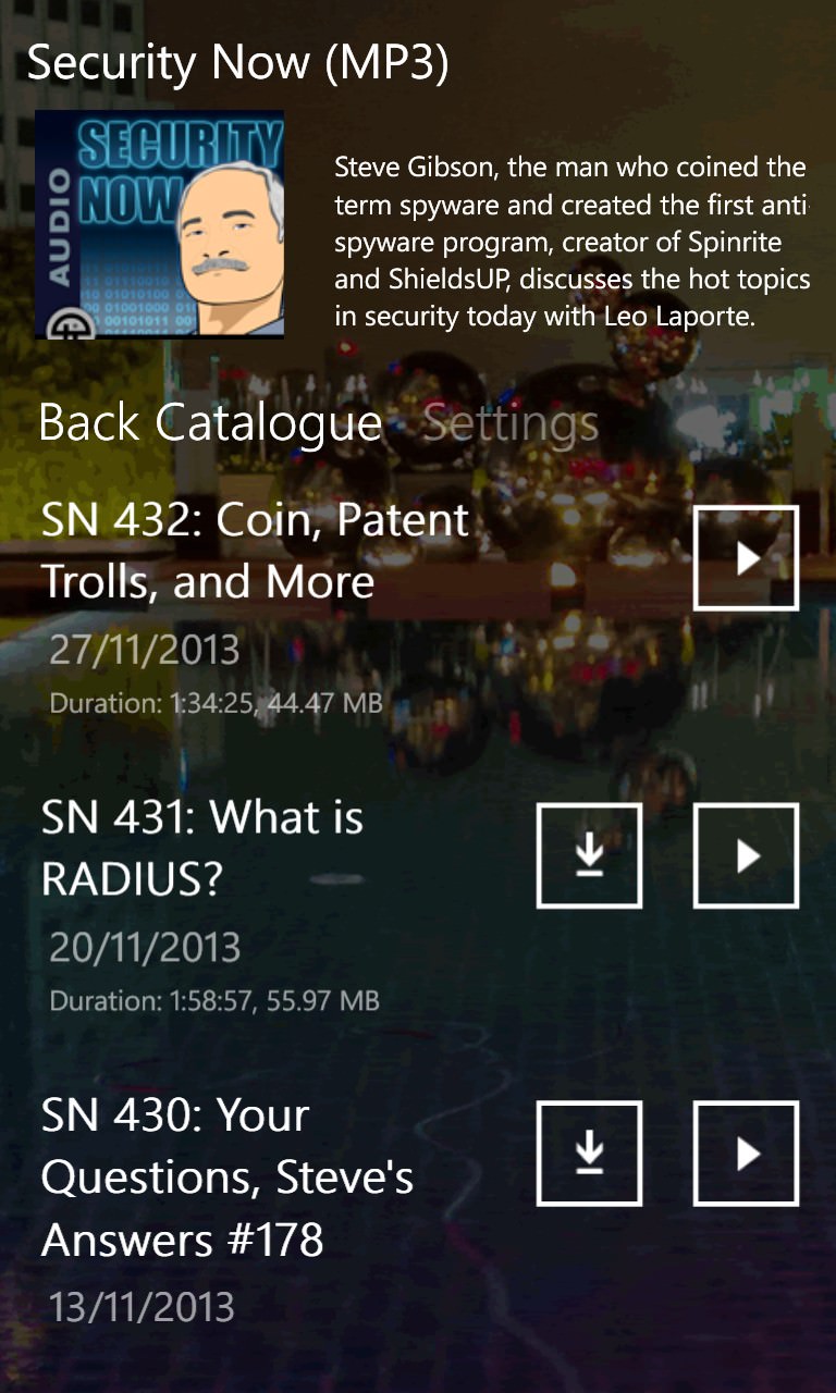 Screenshot, Podcatcher round-up