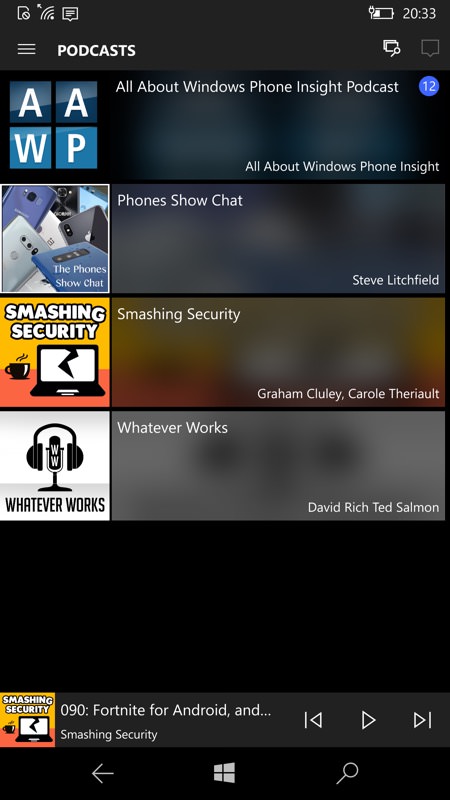 Screenshot, podcatchers