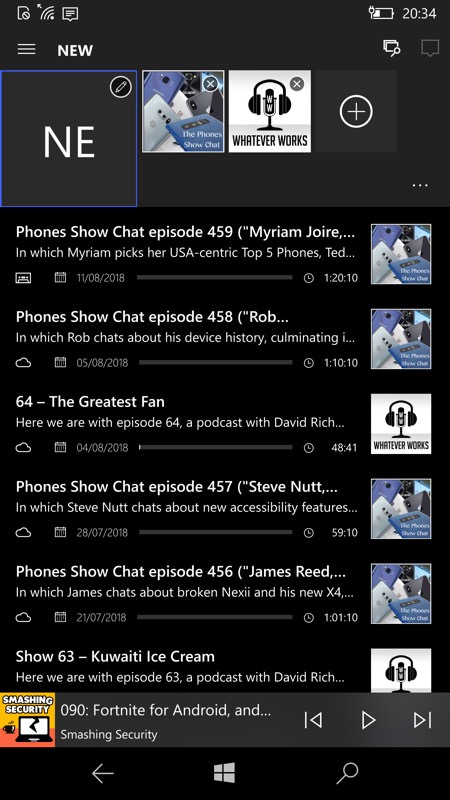 Screenshot, podcatchers