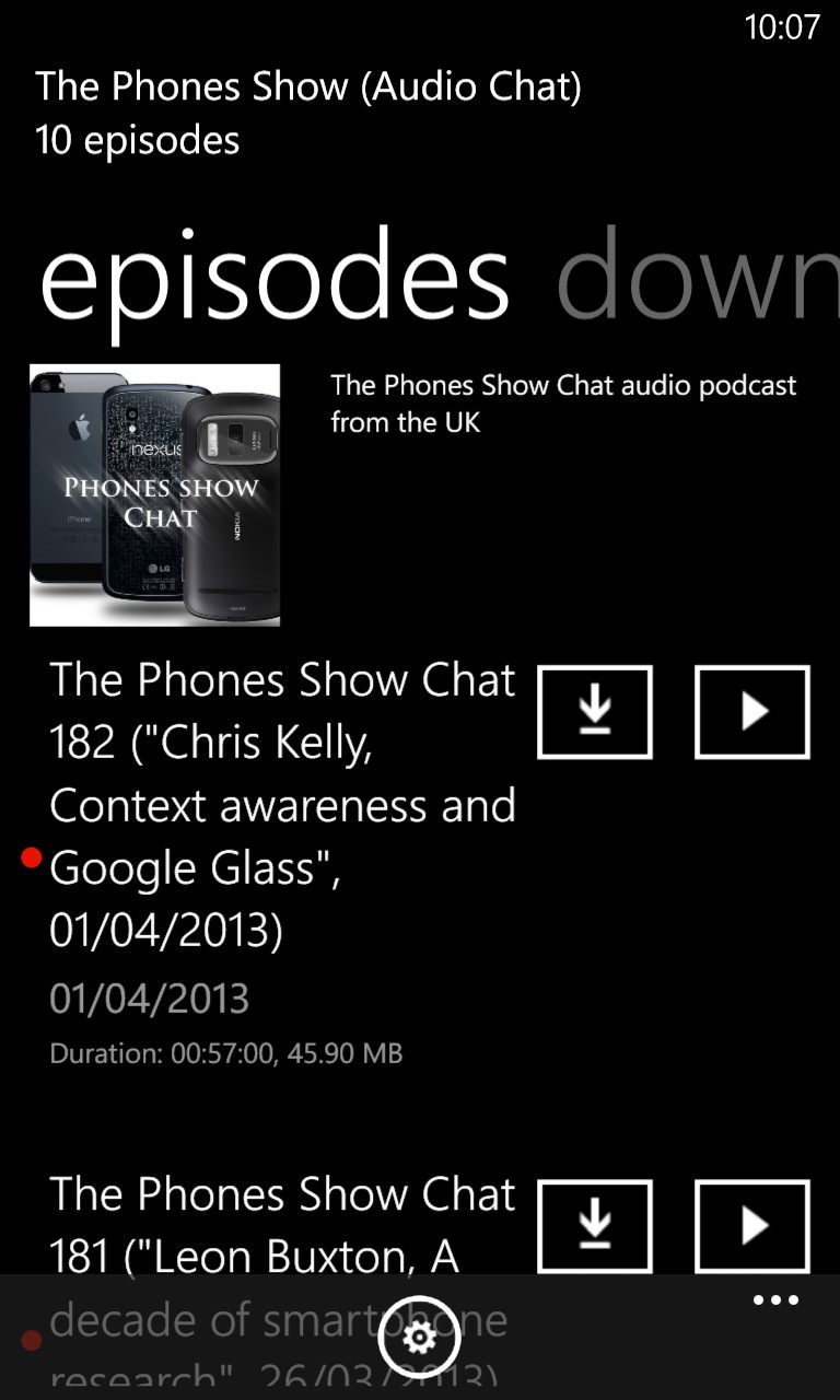 Screenshot, Podcatcher round-up