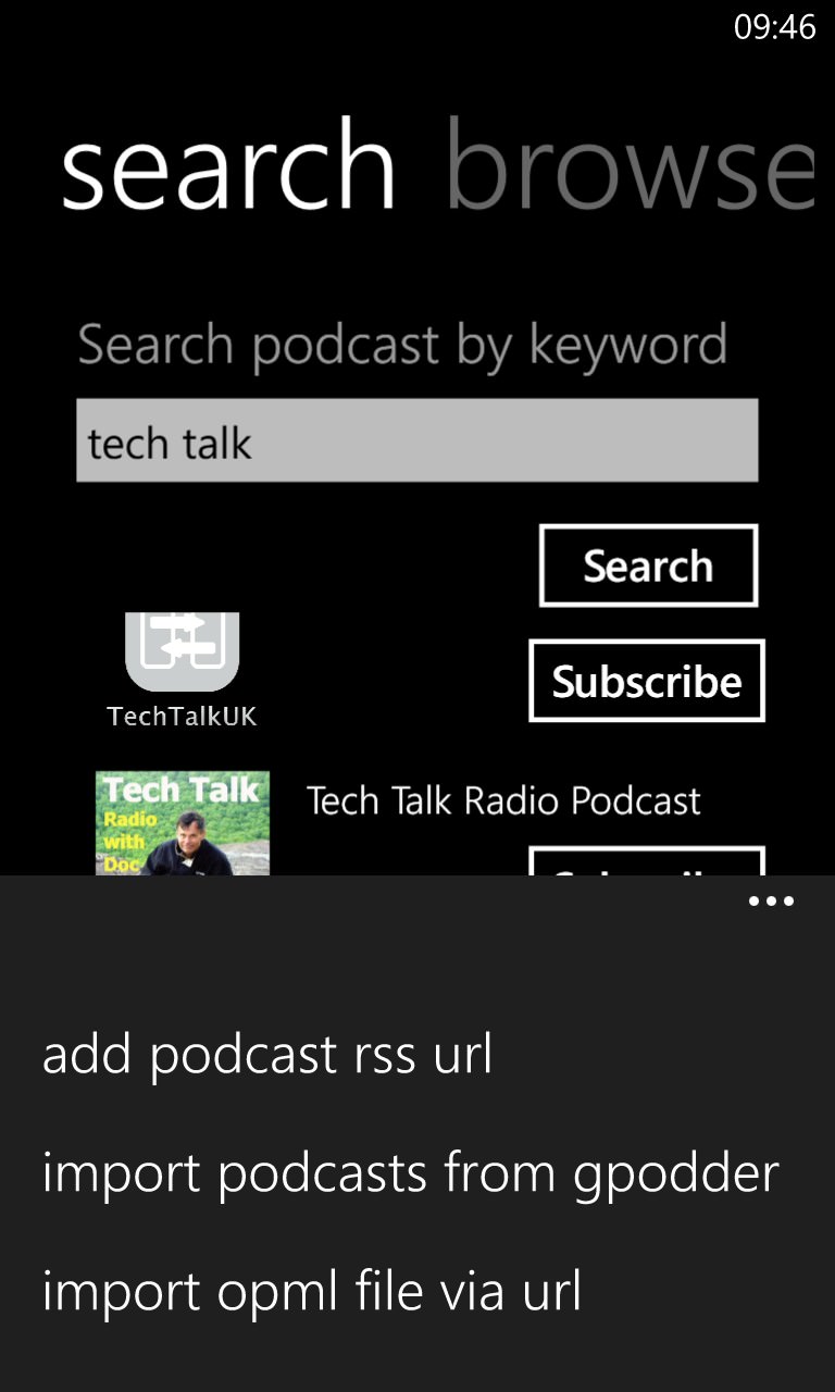 Screenshot, Podcatcher round-up