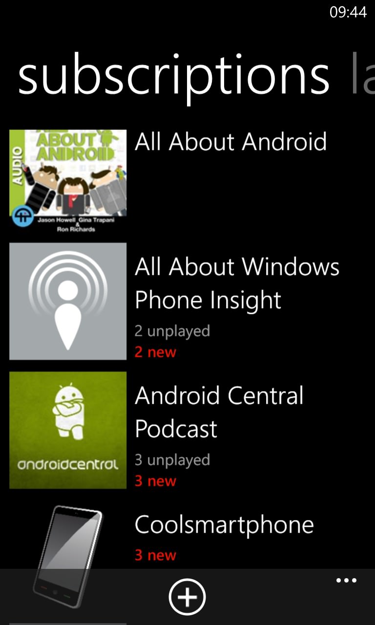 Screenshot, Podcatcher round-up