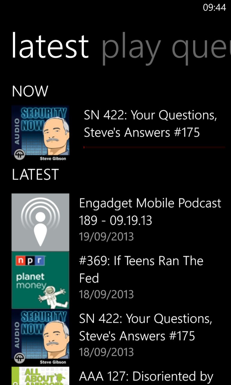 Screenshot, Podcatcher round-up