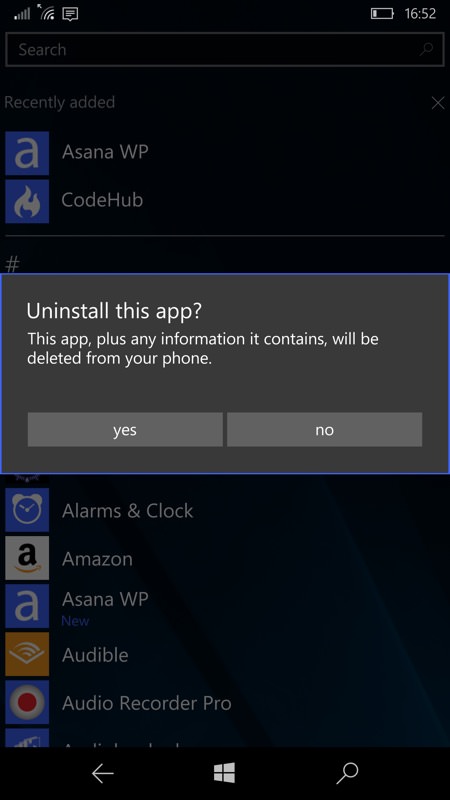 Screenshot, Windows 10 Mobile...
