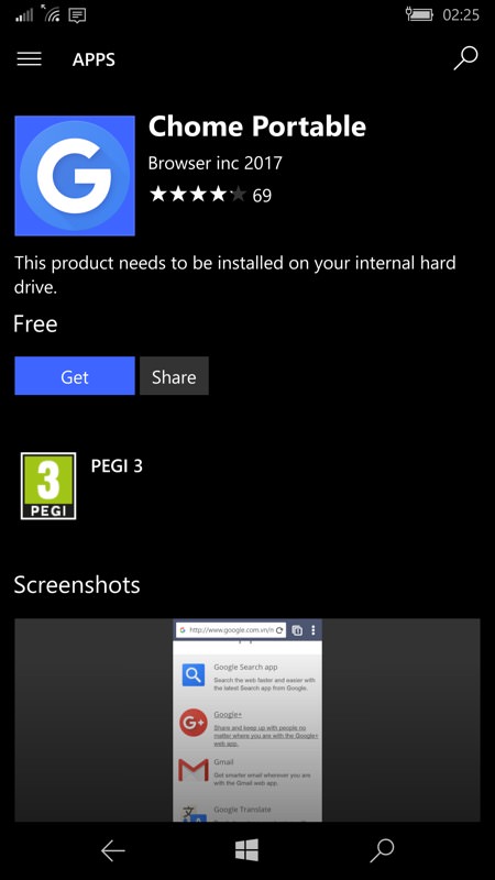 Screenshot, Windows 10 Mobile...