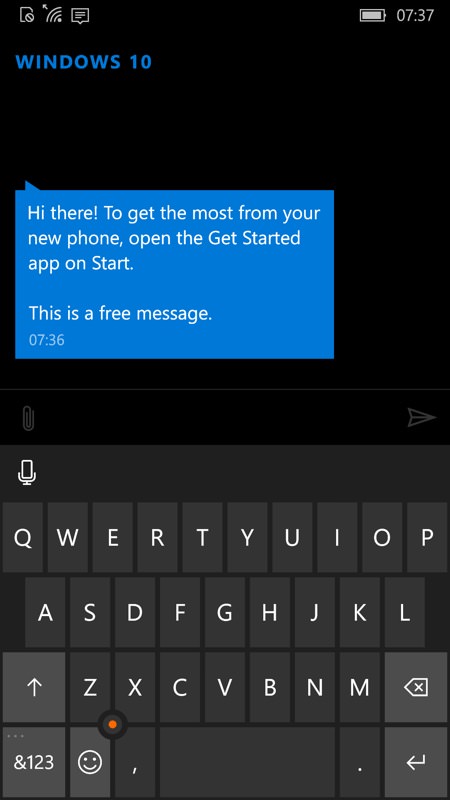 Screenshot, Setting up Windows 10 Mobile