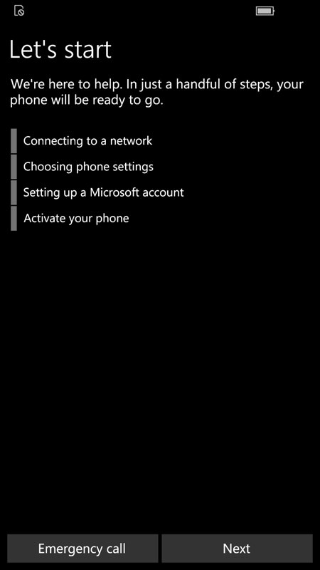 Screenshot, Setting up Windows 10 Mobile