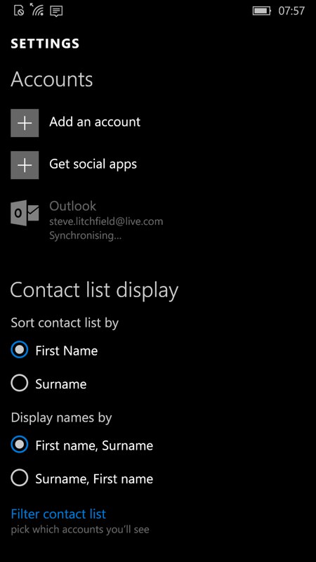 Screenshot, Setting up Windows 10 Mobile