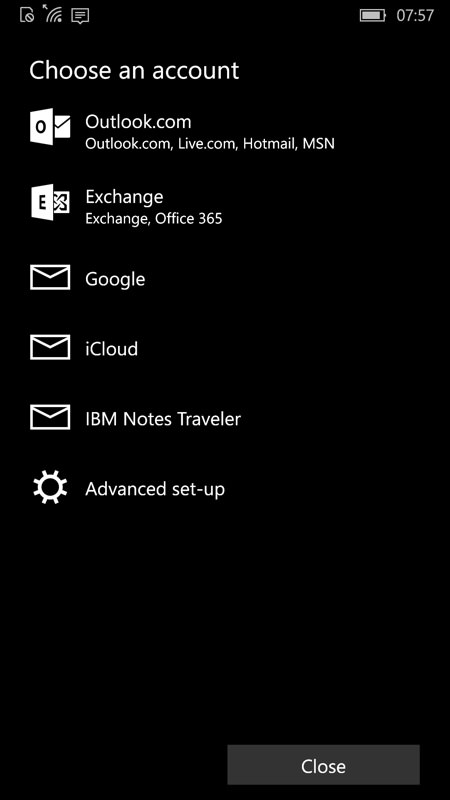 Screenshot, Setting up Windows 10 Mobile