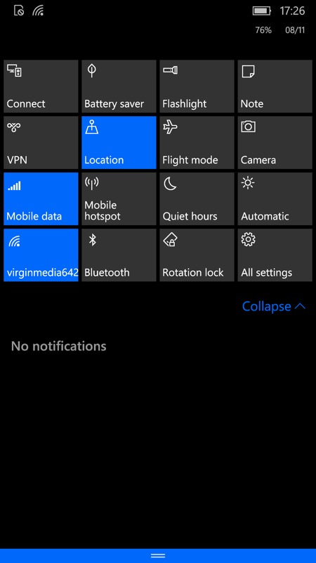 Screenshot, Setting up Windows 10 Mobile