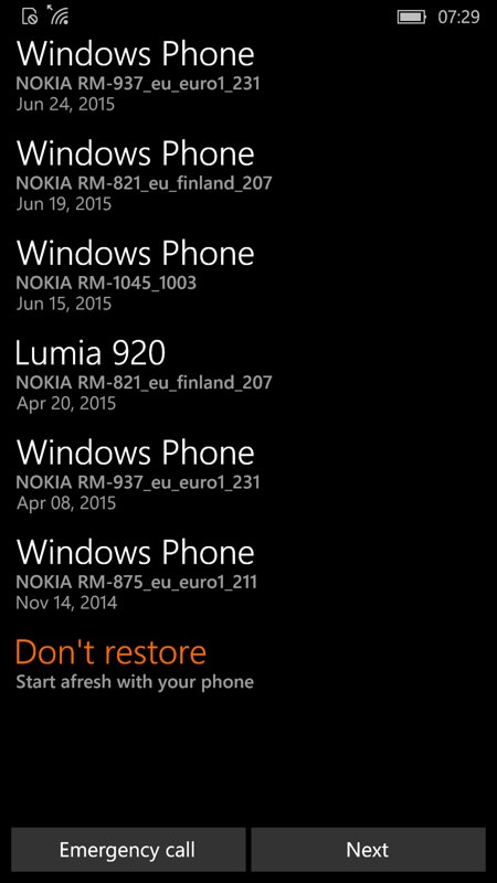 Screenshot, Setting up Windows 10 Mobile