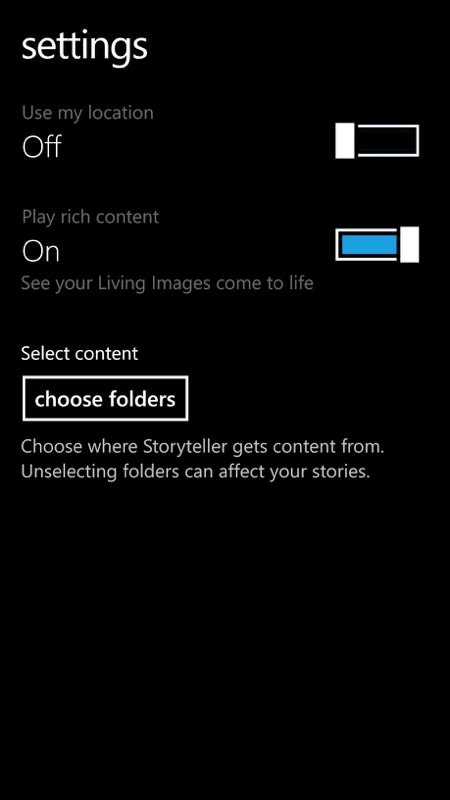 Screenshot, Lumia Storyteller