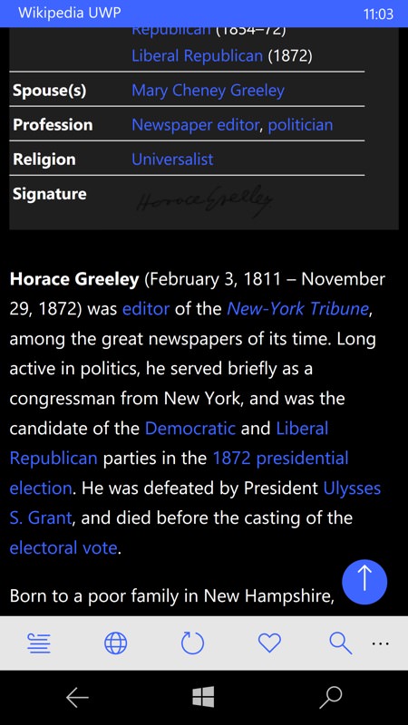 Screenshot, Wikipedia feature