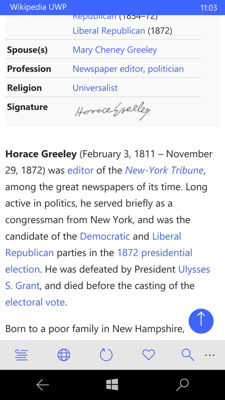 Screenshot, Wikipedia feature