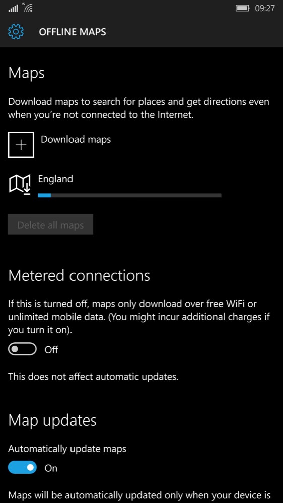 Screenshot, Maps for WIndows 10 Mobile