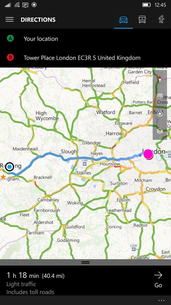 Screenshot, Maps for WIndows 10 Mobile