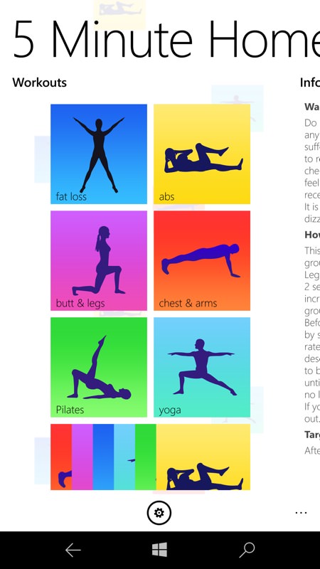 Screenshot, 5 Minute Home Workouts