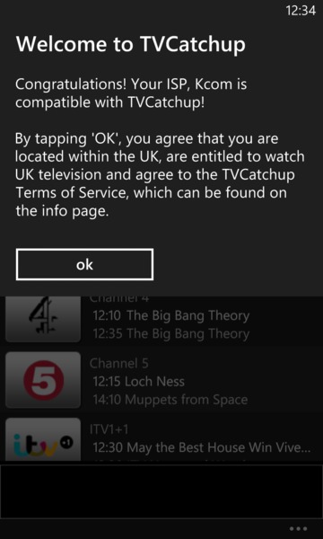 TVCatchup on Windows Phone 8