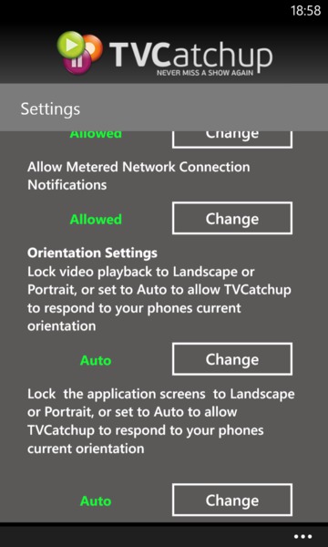 TVCatchup on Windows Phone 8