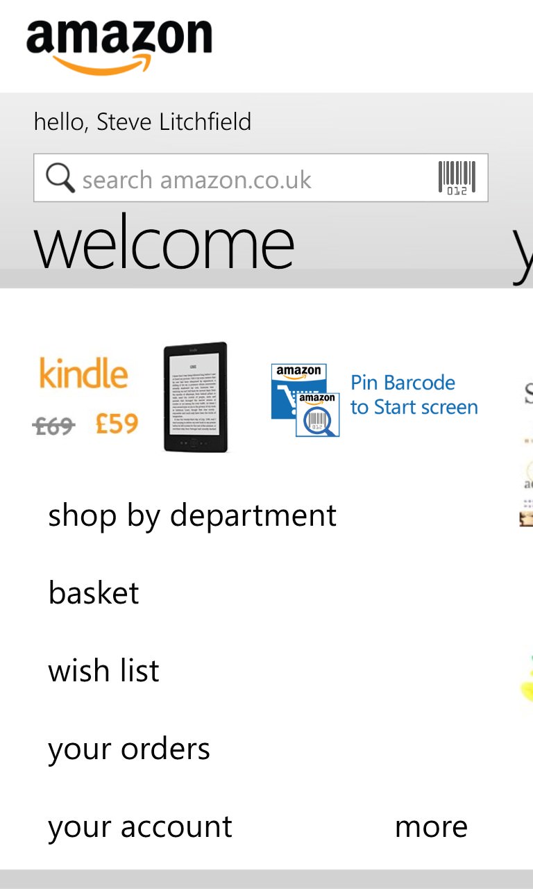 Screenshot, Amazon Mobile