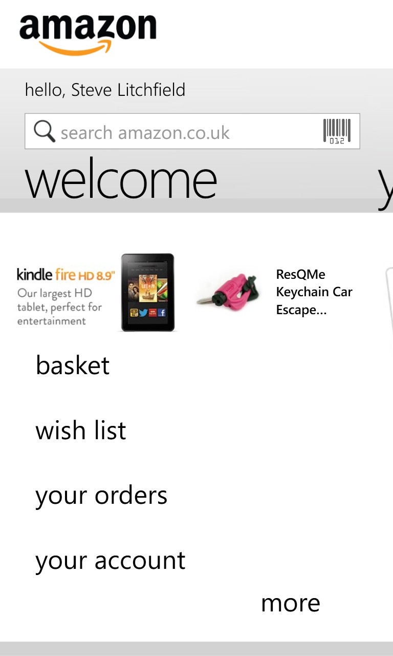 Screenshot, Amazon Mobile and update