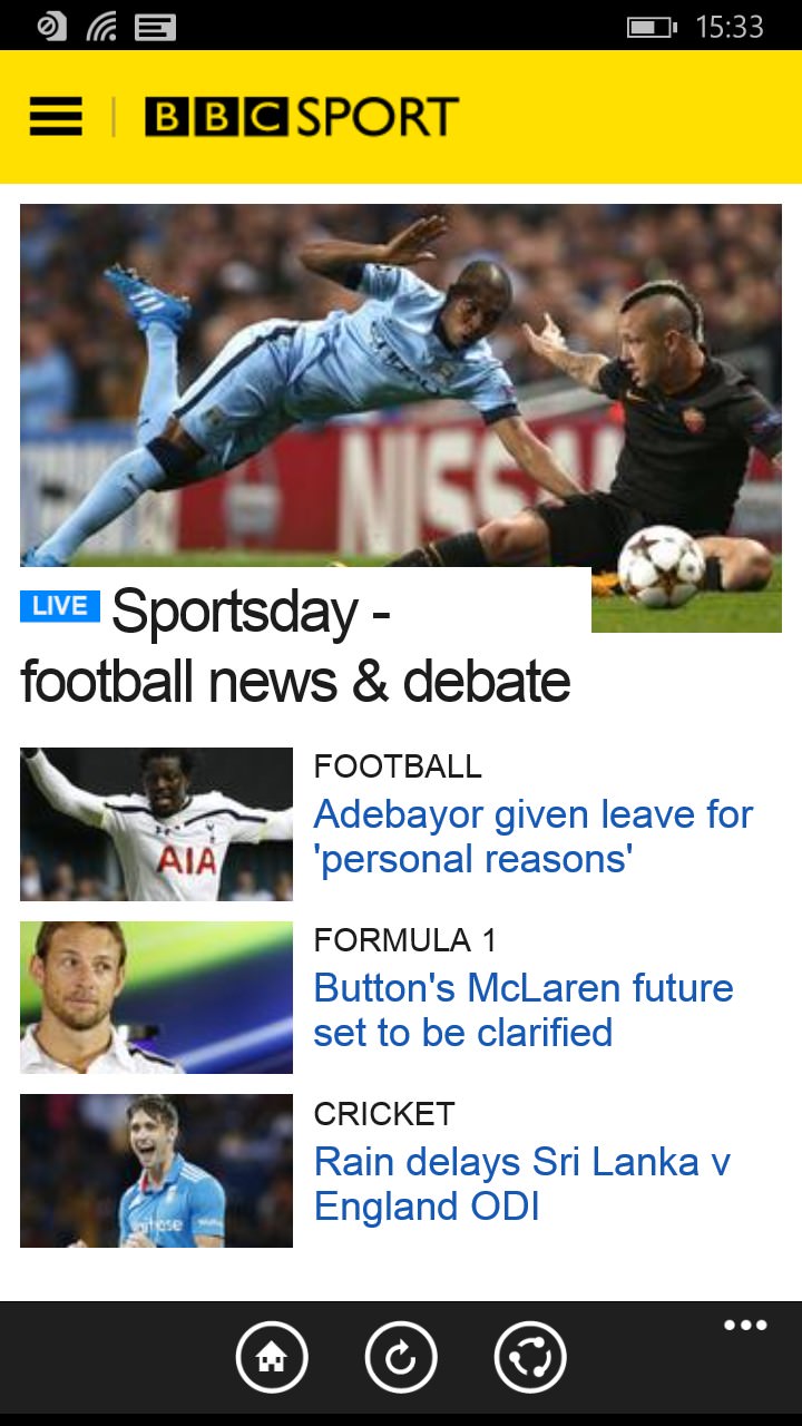 Screenshot, BBC Sport