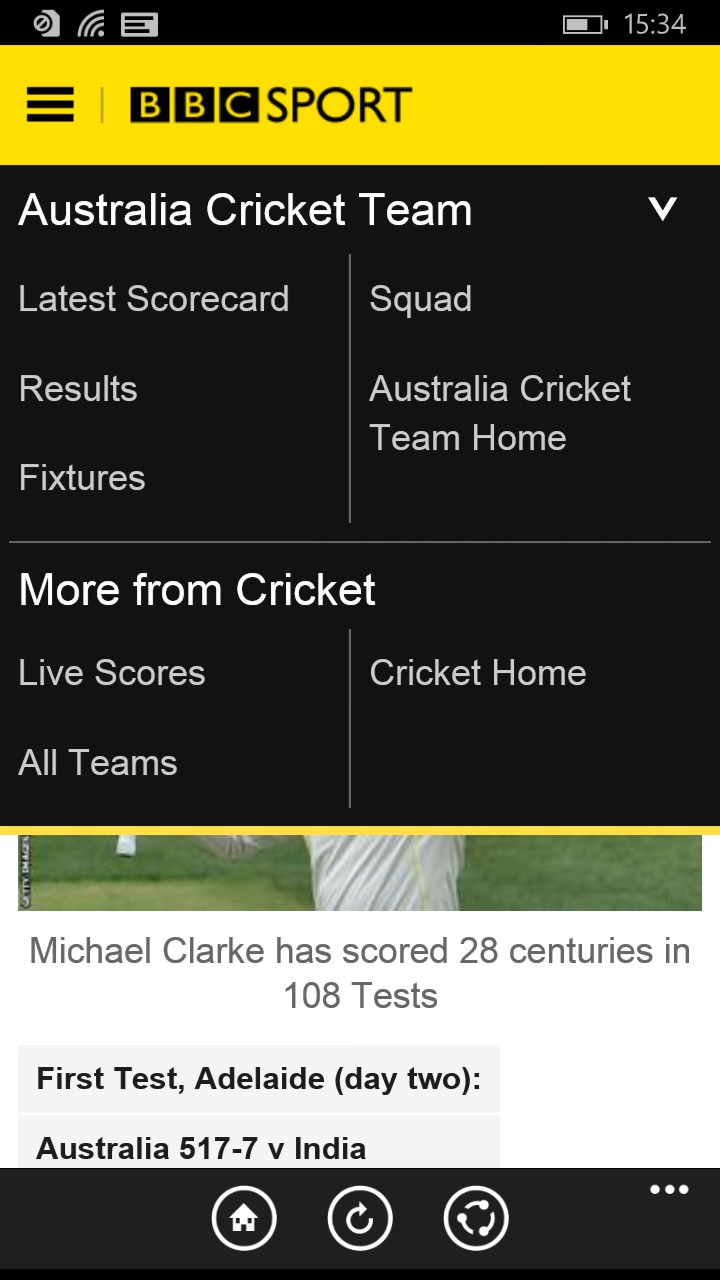 Screenshot, BBC Sport