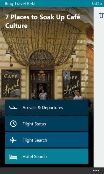 Screenshot, Bing Travel Beta