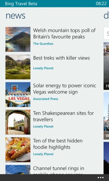 Screenshot, Bing Travel Beta