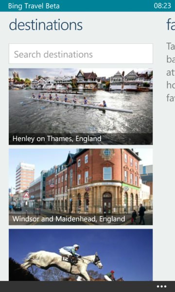 Screenshot, Bing Travel Beta