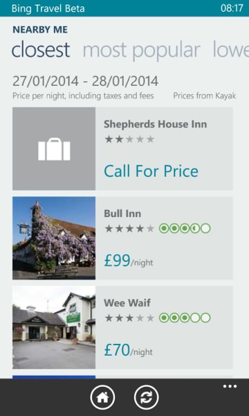 Screenshot, Bing Travel Beta
