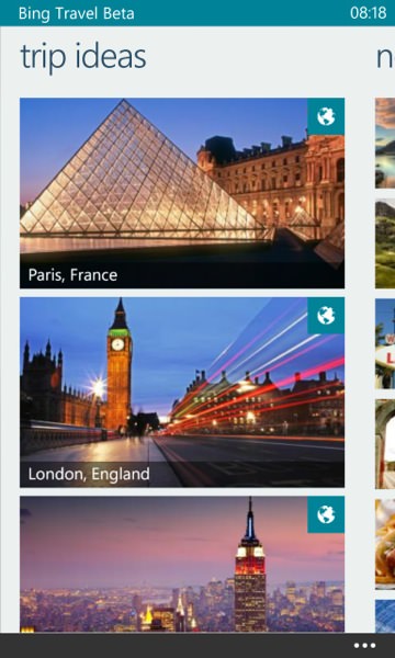 Screenshot, Bing Travel Beta