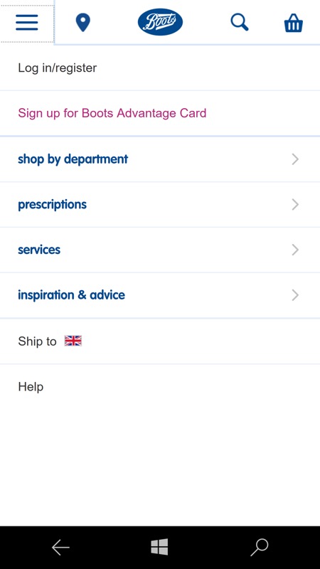 Screenshot, Boots UK