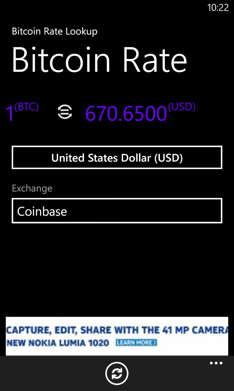 Bitcoin Rate Lookup screenshot