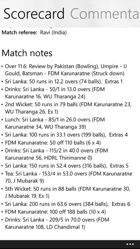 Screenshot, ESPNcricinfo