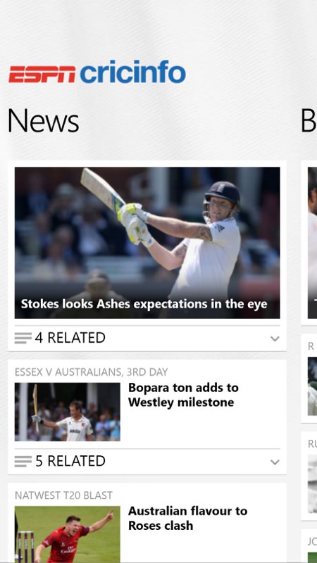 Screenshot, ESPNcricinfo