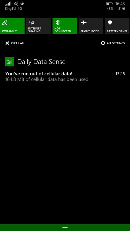 Screenshot, Daily Data Sense feature
