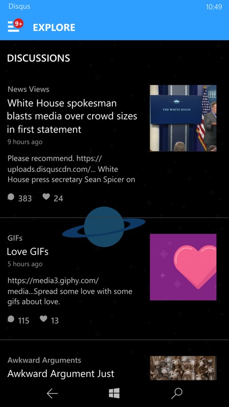 Screenshot, Disqus UWP