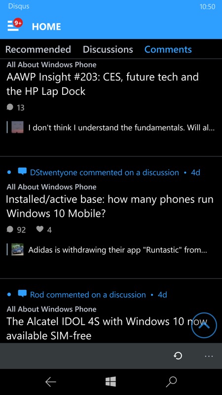 Screenshot, Disqus UWP