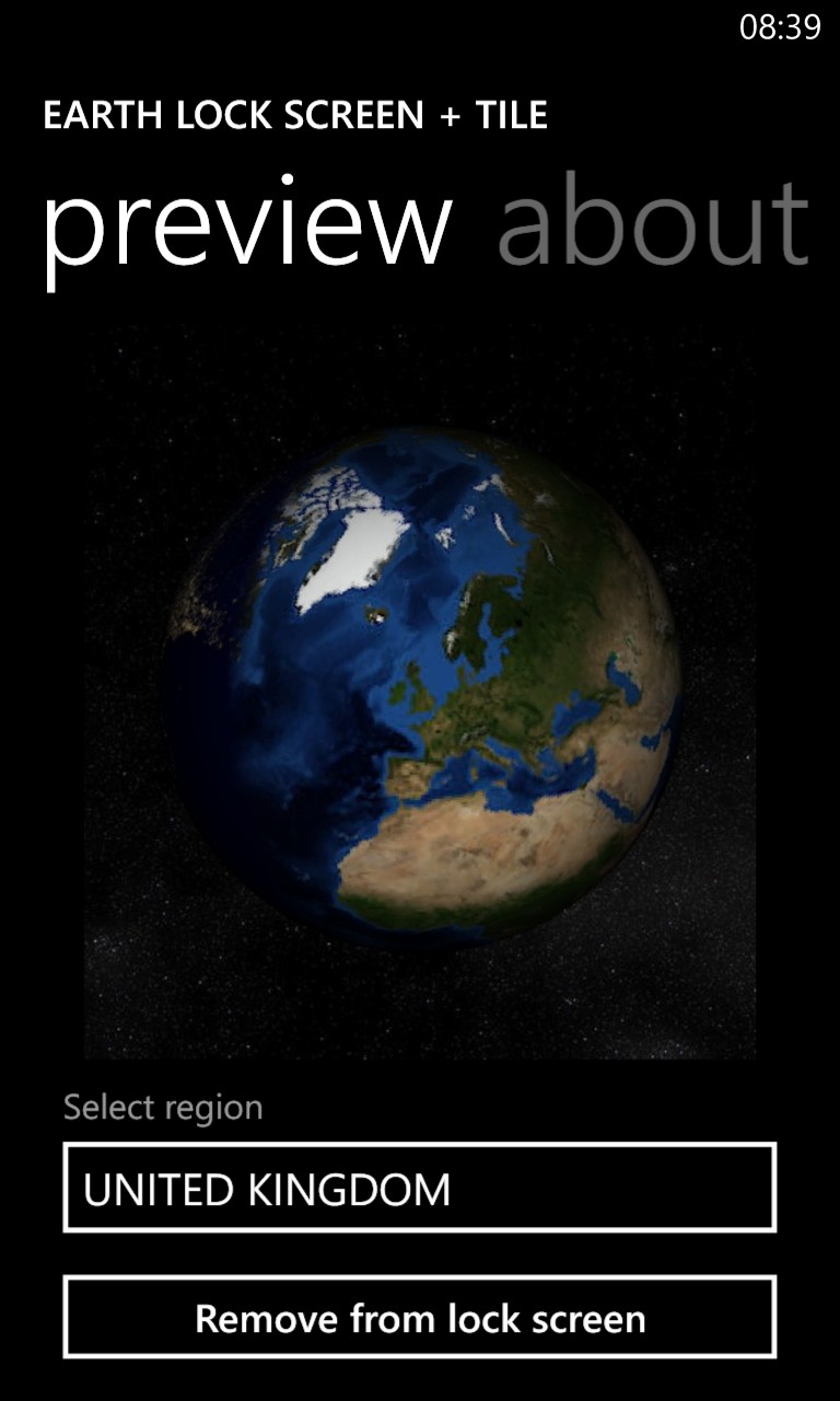 Screenshot, Earth Lock Screen